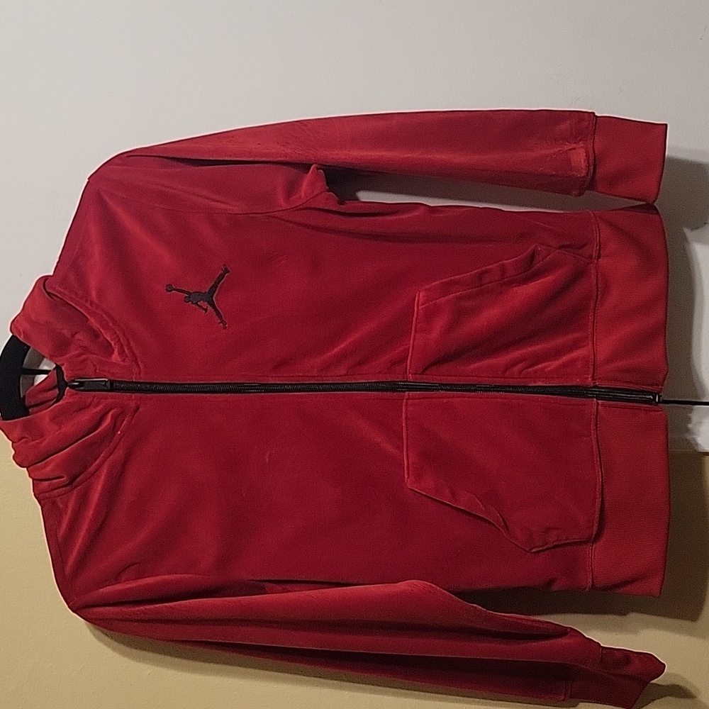 Vintage Air Jordan Flight  Longsleeve Red Full-Zip Hoodie Size M